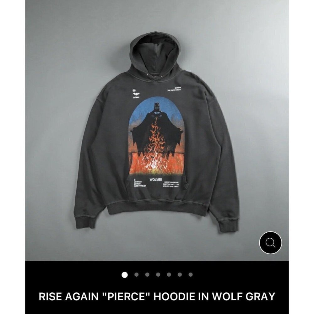 Darc Sport Men's Rise Again Pierce Hoodie Wolf Gray Batman Gotham NWT Wolves Gym
